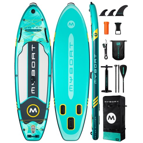 Myboat 공기주입식 패들보드 SUP 서핑보드 대형 풀세트, 민트-기본형 패들보드