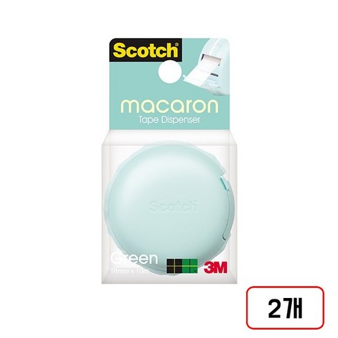 3M)매직테이프 마카롱(18mmX10M), 2개, 그린(M322251)