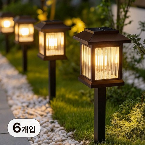 태양열 정원등 태양광 조명 잔디등 전구 외등 태양광 정원등 미니 격자등 LED-Pro 6개입, 노란빛(6개)