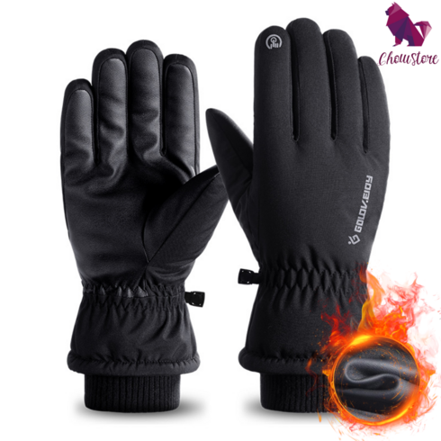 차우스토어 오토바이 자전거 스마트폰 터치 방한 겨울 스포츠 장갑, 블랙