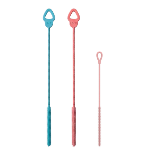 일상채움 34cm 최장형 실리콘 빨대 세척솔 6mm+9mm, 3개, 핑크+블루+3mm 핑크