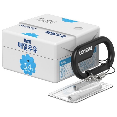 갤럭시 버즈 Fe 버즈2 프로 라이브 매일우유 케이스 ( 카라비너 포함 ), 블루