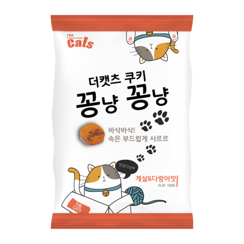 더캣츠 쿠키 꽁냥꽁냥 고양이 비스켓, 혼합맛(게살/다랑어맛), 100g, 4개