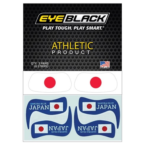 EYEBLACK 국가대표 국기 아이블랙 1쌍 + 축구 스트립 세트 (총 5 pcs) 월드컵 응원템 각종 스포츠 축구 야구 MADE IN USA, 1세트, 일본 JAPAN - 2