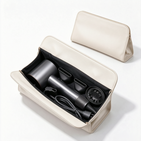 iHome 여행용 헤어드라이어 고데기 수납가방, 1개, 화이트