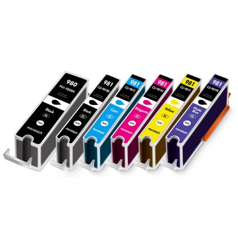 모노테크 캐논 호환잉크 세트 PGI-980 CLI-981 XL, 1세트, 6색