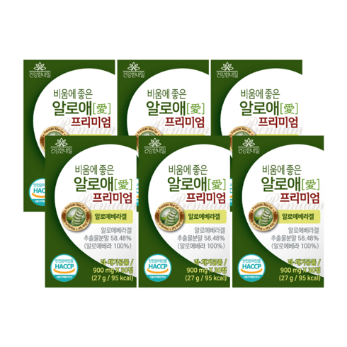 비움에좋은 알로애 알로에 장건강 식이섬유 배변활동, 30정, 6개