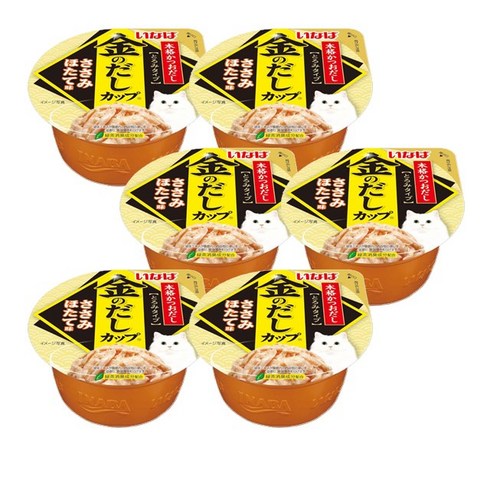 [오늘까까] 이나바 금빛 육수 고양이 컵 간식, 혼합맛(닭가슴살/가리비), 70g, 6개
