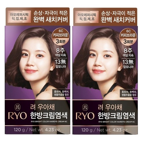 려 우아채 멋내기 새치크림, 6C커피브라운, 2개