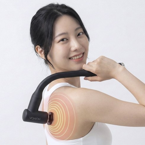 휴모아 온열 커브 진동 마사지건 (온열 헤드 / 고성능 파워DC 모터 탑재) HUMOA HMA-CG01, 블랙