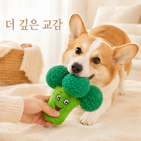 강아지 장난감 삑삑이 봉제 인형 반려견 채소 토이, 1개, 브로콜리