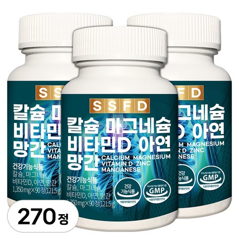 순수식품 칼슘 마그네슘 비타민D 아연 1350mg, 90정, 3개