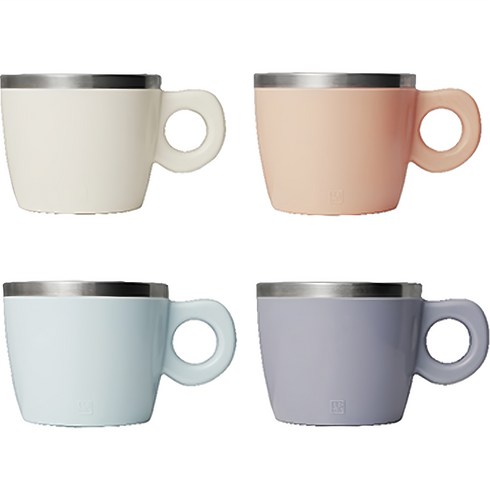 JVR 밀키 스텐 머그 220ml 4종 세트, 화이트 + 핑크 + 블루 + 퍼플, 4개
