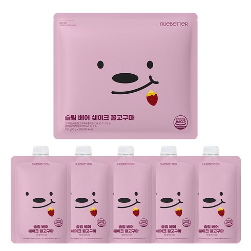 뉴베러 슬림 베어 단백질 쉐이크 파우치 꿀고구마맛, 40g, 5개