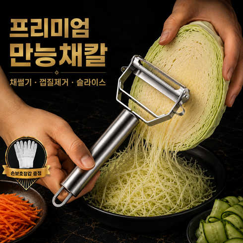 데일리은 양면 만능채칼 다용도 야채 슬라이서 채썰기 필러 감자칼, 1개, 스틸실버