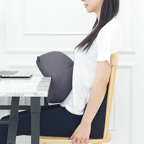 사무실 허리 의자 쿠션 자세교정 책상 배쿠션 허리디스크 요추 전만쿠션 등받이 베개 바른자세 배받이 낮잠 쿠션, 차콜