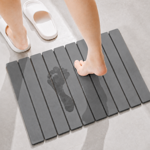 욕실 딱딱한 미끄럼방지 규조토 발매트 물빠짐 빠른 건조 접어서 보관할 수 있음 화장실 발매트, 1개, 그레이