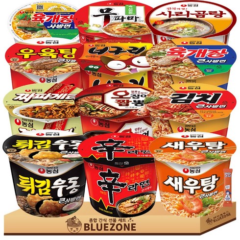 농심 용기 컵라면 세트 신라면 육개장 너구리 육개장큰사발 짜파게티 무파마 오징어짬뽕 새우탕 튀김우동 우육탕 김치큰사발 사리곰탕 라면스틱, 1박스