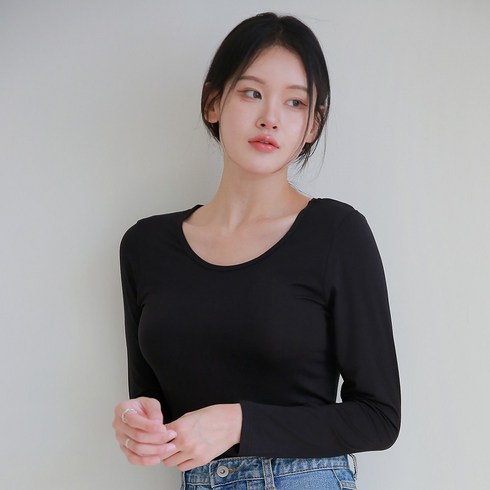 여성 모달 발열 내복 상의 슬림핏 긴팔 히트앤웜 이너 내의 상의