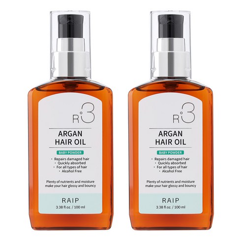 라입 R3 아르간 헤어 오일 베이비파우더, 100ml, 2개