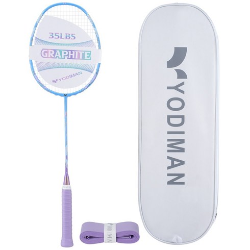 YODIMAN 배드민턴 라켓 풀 카본 5U 초경량 남녀 프로급, 1개, 라일락바이올렛