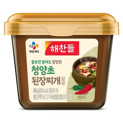 해찬들 그대로 끓여먹는 된장찌개 매운 청양초 전용 된장, 450g, 1개