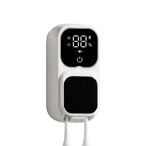 RUN기술 무선 UV-C 칫솔살균기 열풍건조 무타공 벽걸이 칫솔건조기, 화이트, S10