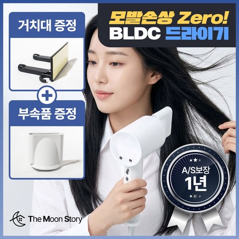 더문 헤어 드라이기 항공모터 음이온 여행용 전문가용 BLDC 미용실드라이어, 화이트, 더문헤어샷마스터