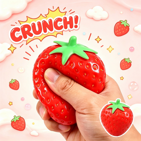 Zeviro 소리나는 딸기 말랑이 크런치 슬랑이 스퀴시, 1개, 60g, 레드