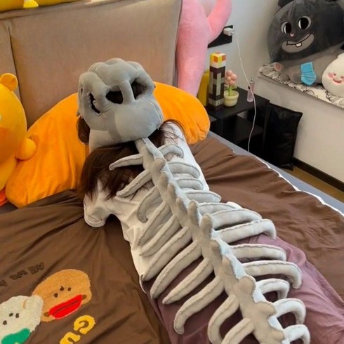 공룡 뼈모자 푹신한 스켈레톤 인형 창의적인 파티 소품 특이한 모자 선물, 1개, 115cm(L)