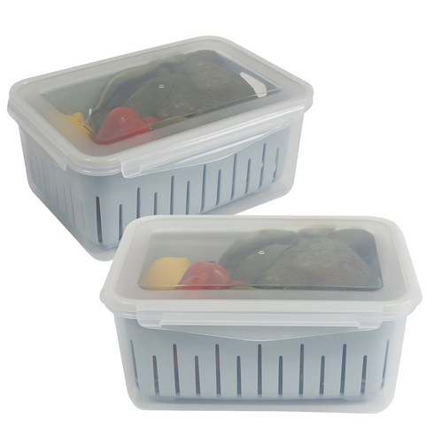 제오닉 야채 채소 과일 보관 물빠짐 채반 밀폐용기, 2개, 4L