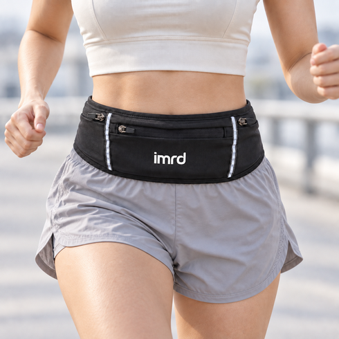 imrd 스포츠 러닝벨트 마라톤 용품 플립 벨트, 블랙, 1개