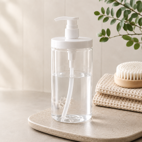 섭이네 대용량 펌핑 리필 디스펜서 1000ml, 1개, 투명/화이트