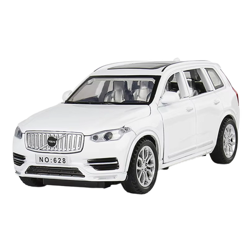 다이캐스트 합금 1:32 볼보 XC90 준대형 SUV 자동차 모형 피규어 장식 선물, 색상_화이트, 1개