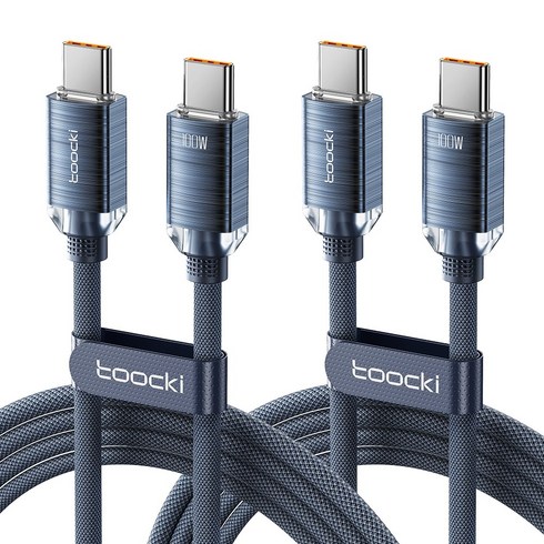 Toocki 100W C to C PD 초고속 충전 케이블, 2개, 2m, 블루
