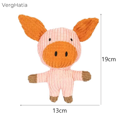 VergHatia 강아지 애착 인형 꿀잠 유도 수면 보조 중소형견 스트레스 해소 씹기 놀이, 1개, 코듀로이 피그