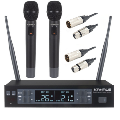 KANALS MW-620 무선마이크 2채널 /핸드무선2개/ 900MHZ 주파수/ 수업용 강의용 공연용 /카날스MW620, 핸드 + 핸드 (캐논1.5m 2ea포함)