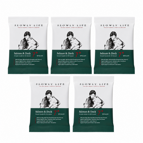 슬로울리라이프 노령견 노견 소프트 연령별 샘플 사료, 5개, 40g, 연어+오리
