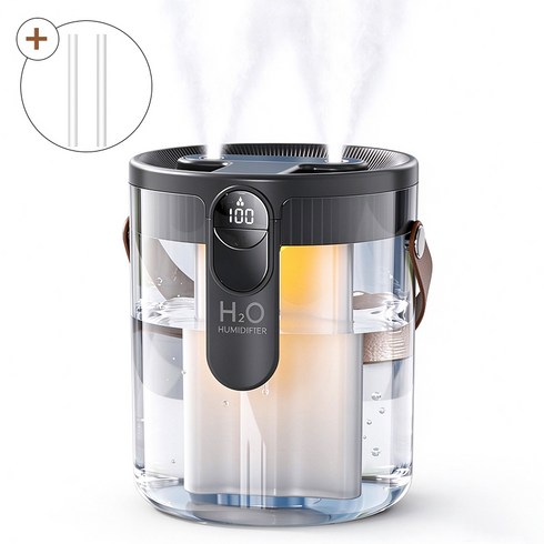 Craftsy 가정용 가습기 1.5L 무드등 무소음 대용량 듀얼미스트 휴대용 가습기, 진회색, H40