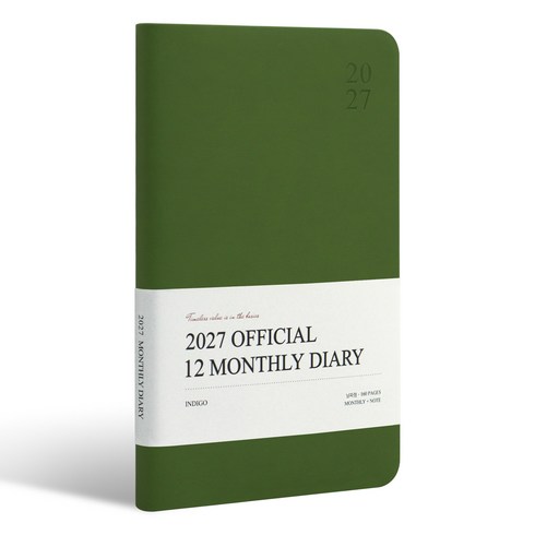 인디고 2027 오피셜 열두달 B6 먼슬리 업무용 다이어리, 1개, 그린무스