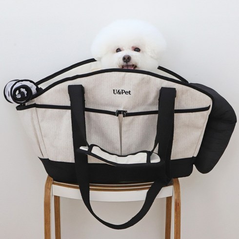 유앤펫 강아지 고양이 듀오 캔버스 이동가방 캐리어, 1개, 블랙