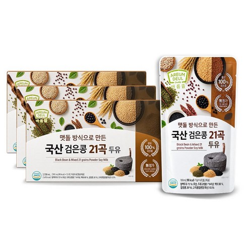 [ 아름뜰 ] 국산 검은콩 21곡두유 180ml 45팩 (착색료 유화제 안정제 거품제거제 향미증진제 무첨가), 45개