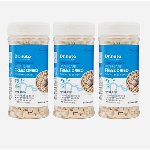 닥터뉴토 고양이 동결건조 간식 유산균 트릿 (구내염/구취/치석제거 도움), 3개, 40g, 북어