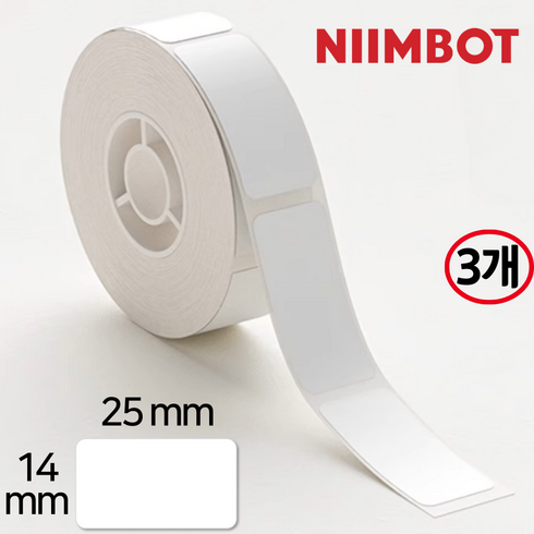 님봇 D11 / D110 / D101 라벨프린터용 라벨지 화이트 14 x 25 mm, 204칸, 3개