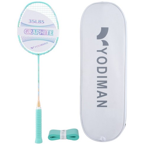 YODIMAN 배드민턴 라켓 풀 카본 5U 초경량 남녀 프로급, 1개, 에메랄드그린