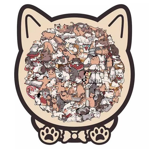토요요 고양이 퍼즐 장난감 캐릭터 조립 직소퍼즐 완구 게임 추천 XM-PT1, 1세트, 모란디 컬러, 135피스