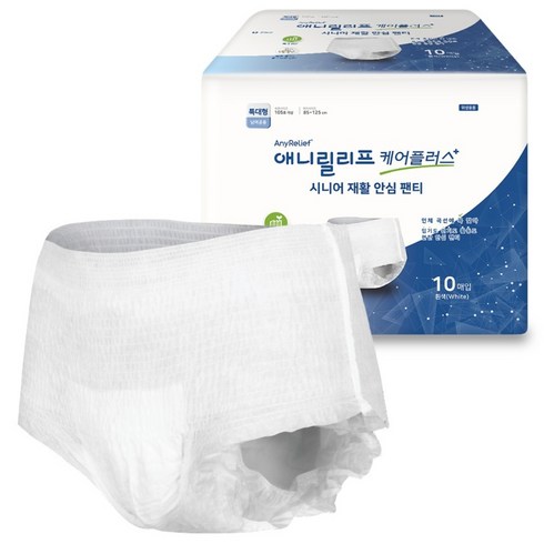 애니릴리프 케어플러스 팬티형 재활안심 성인용 기저귀 80매(10매X8팩), 특대형, 8세트, 10매입