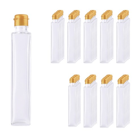 가인글로벌 하바리움200사각(P) 투명 유리병, 원터치캡(소) 골드, 45개, 200ml