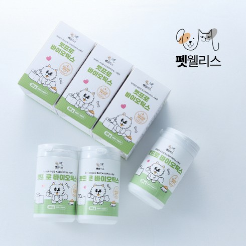 펫웰리스 반려동물 고양이 강아지 유산균 프로바이오틱스 영양제, 65정, 피부/피모+장건강, 1개