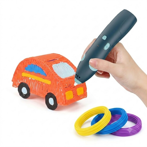 SUUNI 어린이 무선 3D 펜 저온 안전 입체 프린팅펜 USB 충전식 45분 연속 사용 DIY 창작 드로잉 도구 취미 공예용 남녀공용, Blue, 66-32A
